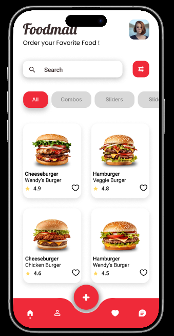 Foodmall burger ordering mobile app design