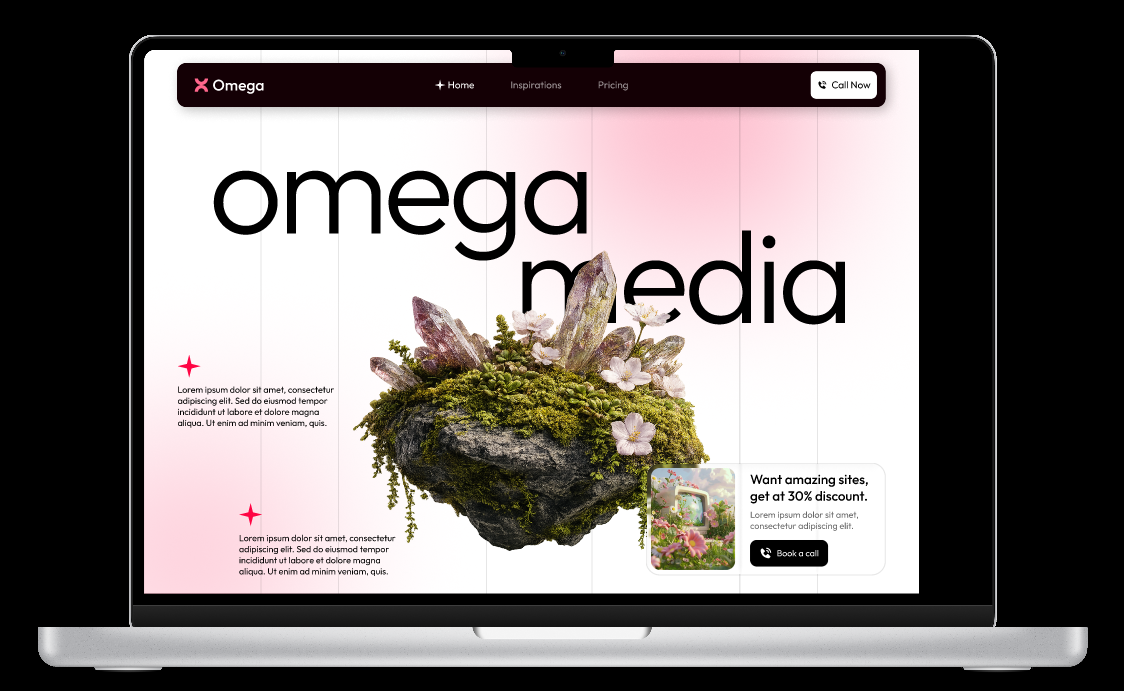 Omega Media creative studio landing page design